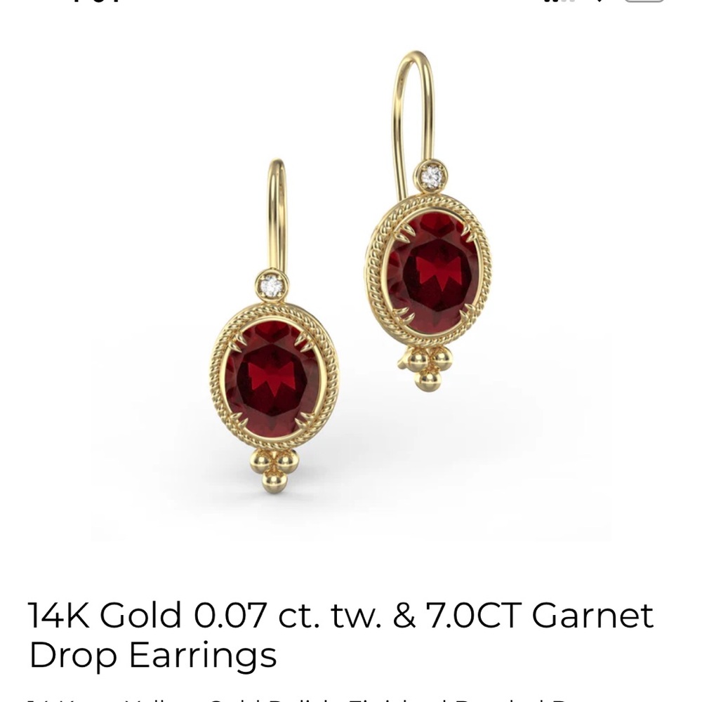 I.Reiss 14K Gold 0.07 ct. tw. & 7.OCT Garnet
Drop Earrings